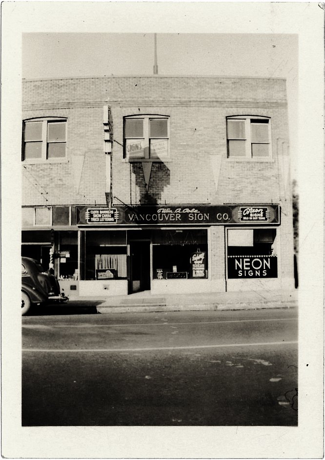 Vancouver Sign Company at 506 Washington Street, 1930-1946