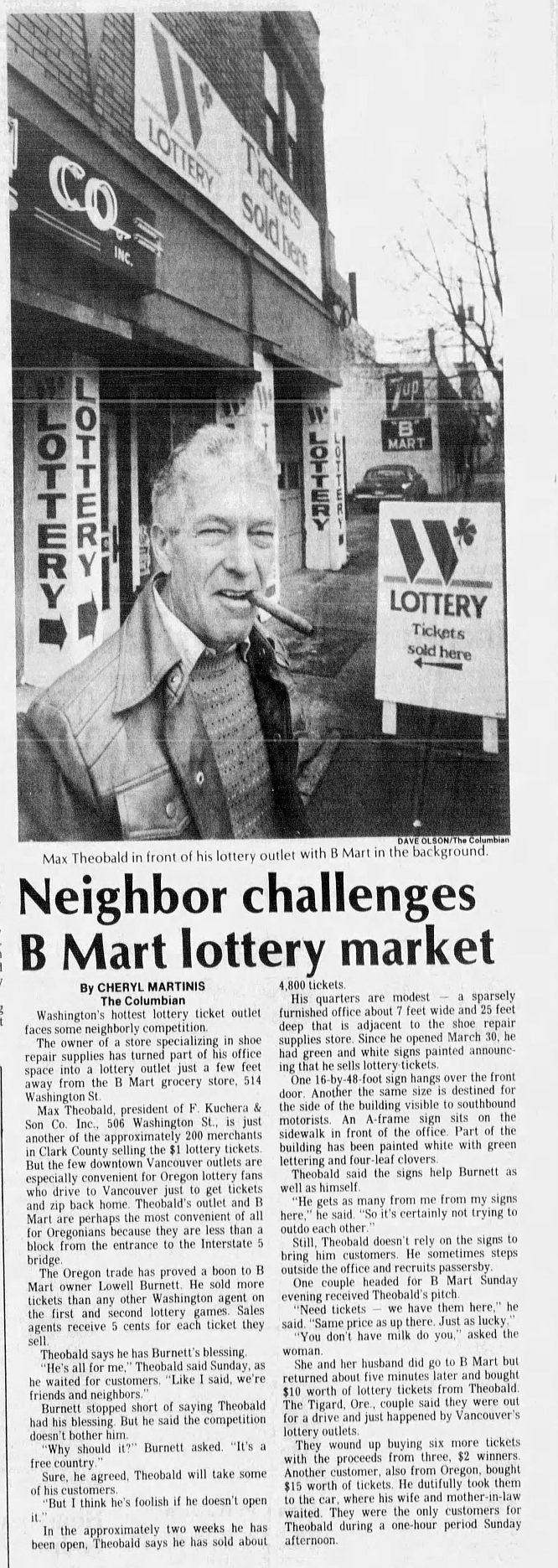 The Columbian, lottery story 1983
