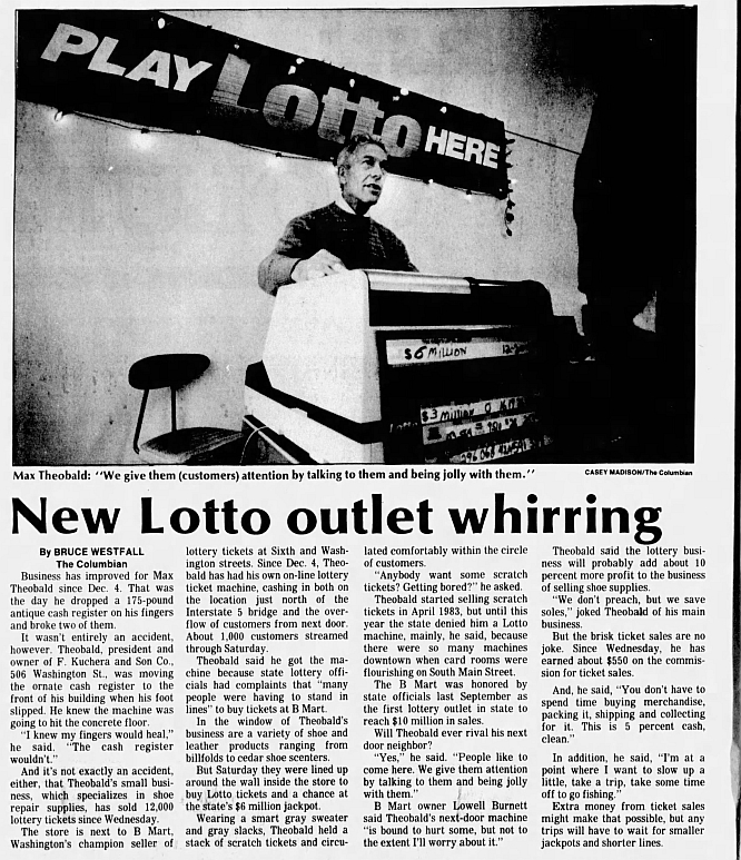 The Columbian, lottery outlet story 1986